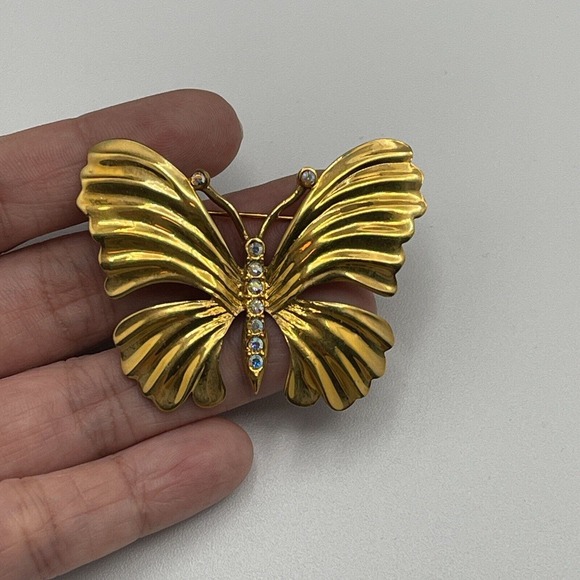 Vintage 1999 Plainville Stock Co PSCO AB Rhinestone Butterfly Pin Brooch Y2K EUC - Picture 3 of 4